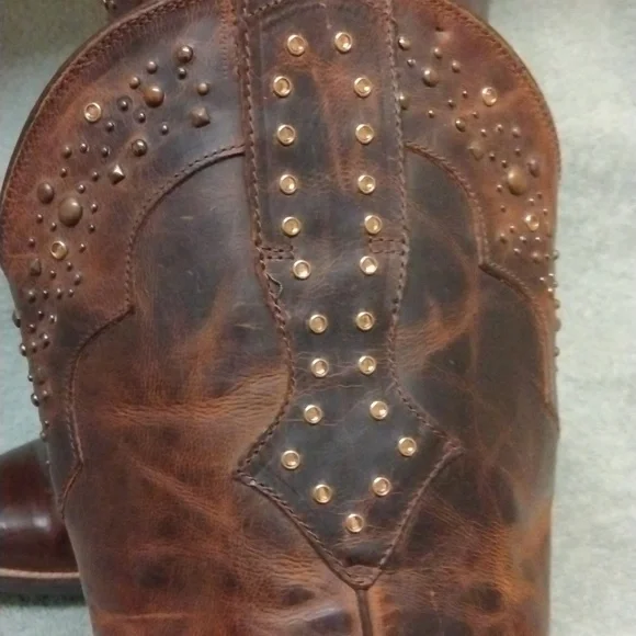 Ariat Brown Leather Rhinestone Boots size 9.5 - Picture 14 of 15